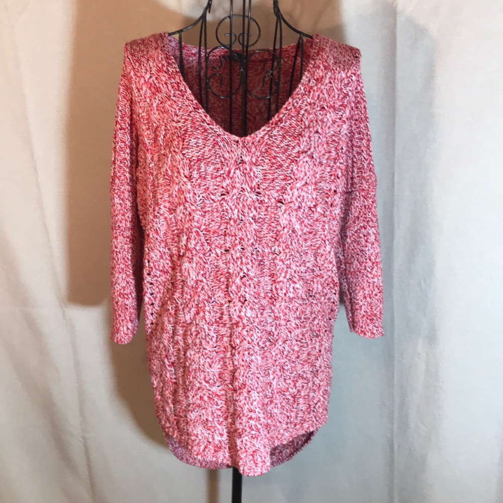 Express pink& white sweater.  XS